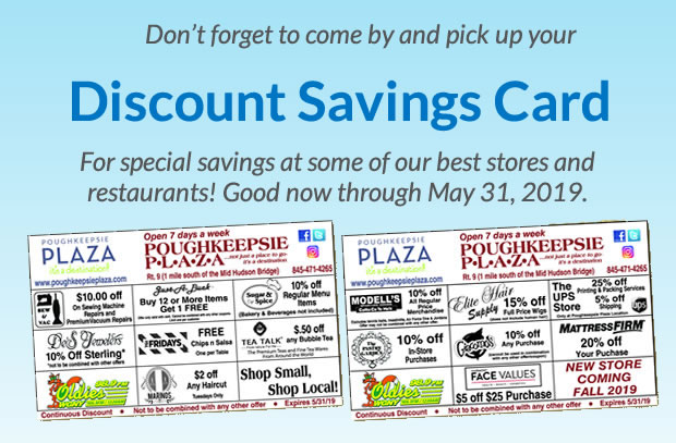 2019 Poughkeepsie Plaza Discount Savings Card